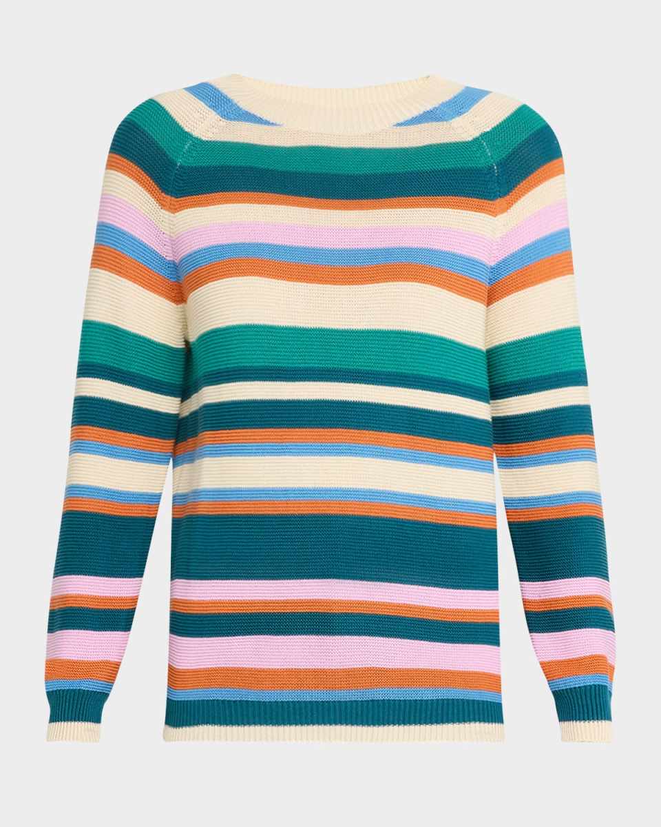 Linz Striped Raglan-Sleeve Sweater